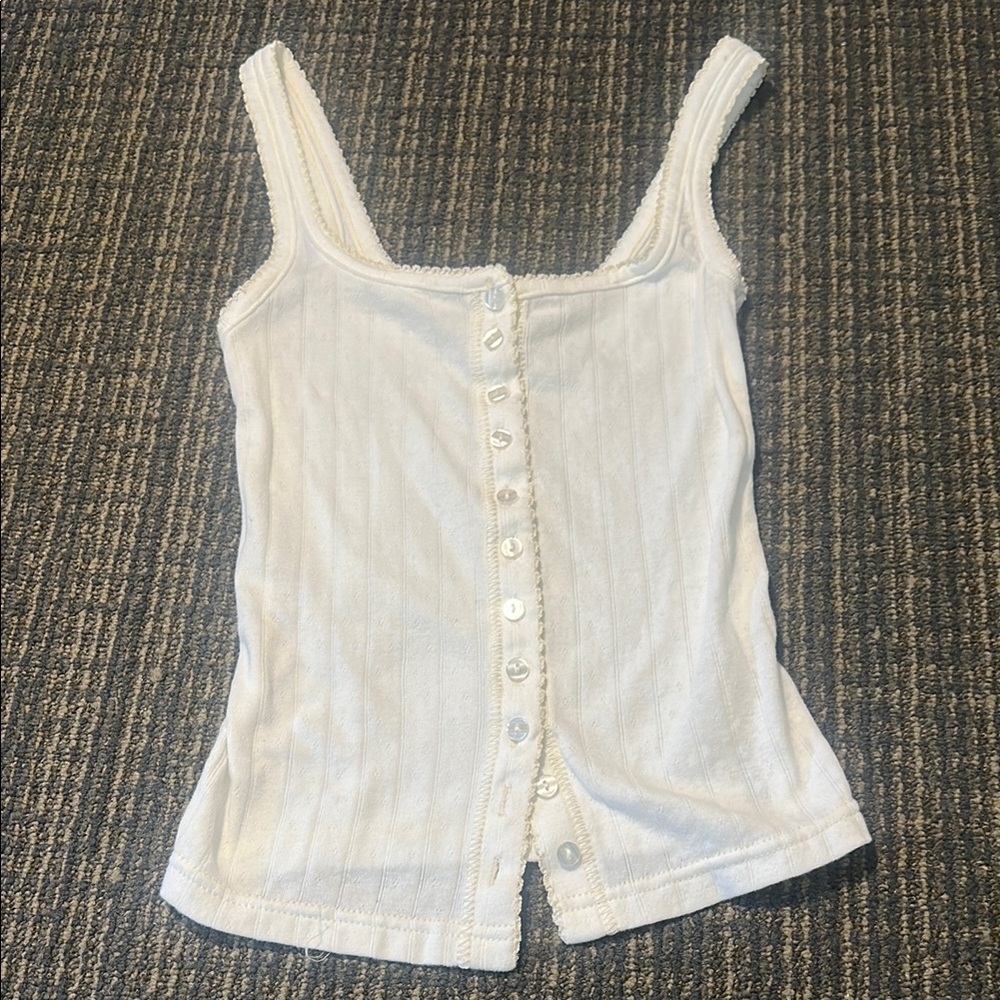 Intimately Free People Square Neck Pointelle in Sugar Swizzle (White/Butter)